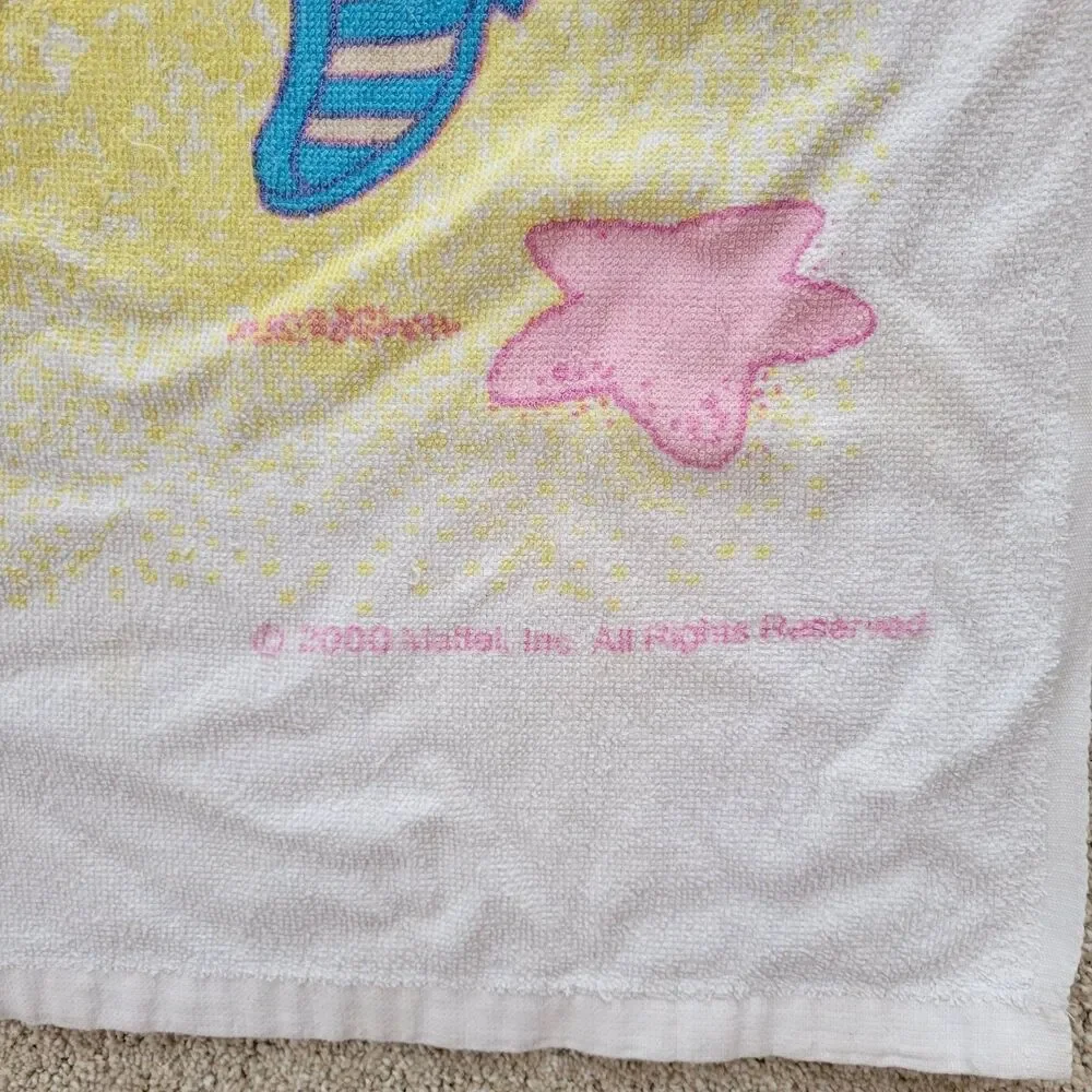 Vintage Y2K Mattel Barbie Beach Bath Towel Summer 2000 Boat Fish 90s Retro 28x52